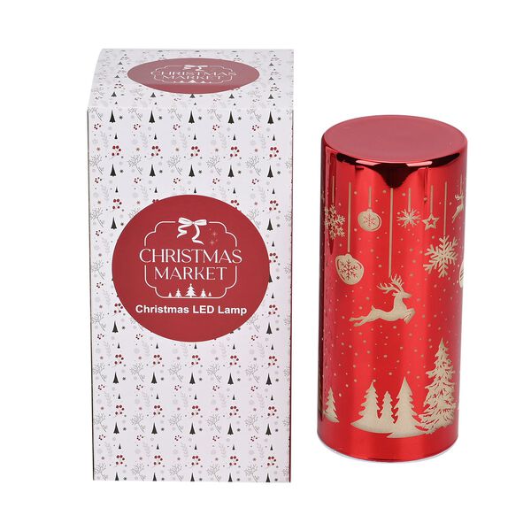 LED-Deko-Zylinder aus Glas mit Weihnachts-Motiven, Rot image number 5