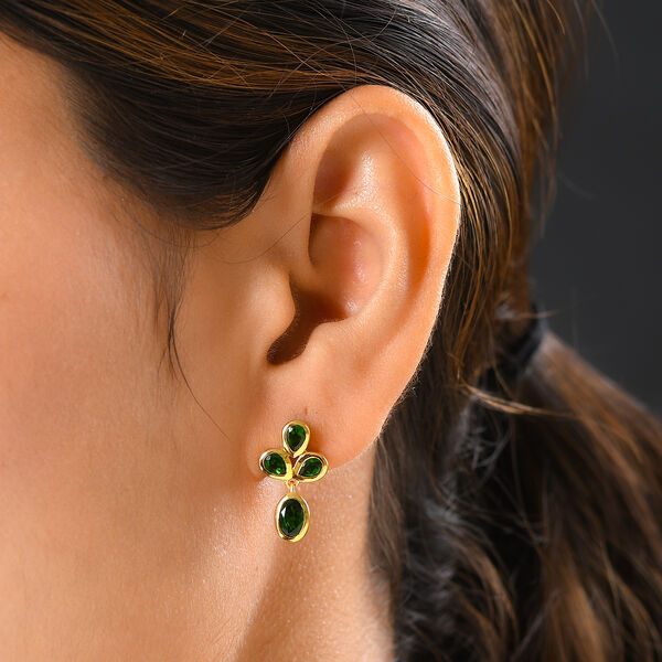 Nat&uuml;rlicher Chromdiopsid-Ohrh&auml;nger, 925 Silber vergoldet ca. 2,00 ct&nbsp; image number 3