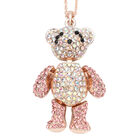 Mehrfarbige Kristall Teddybär Anhänger mit Kette ca. 60+5 cm Edelstahl Rosévergoldet