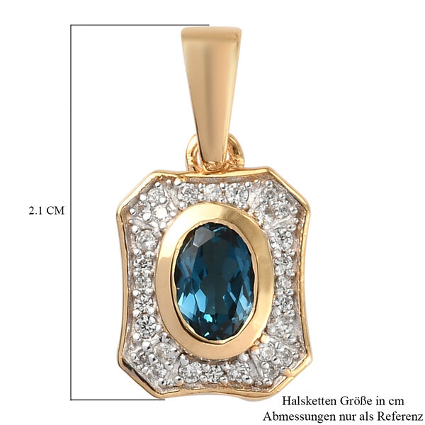 London Blau Topas und Zirkon Anhänger 925 Silber vergoldet ca. 1,13 ct image number 6
