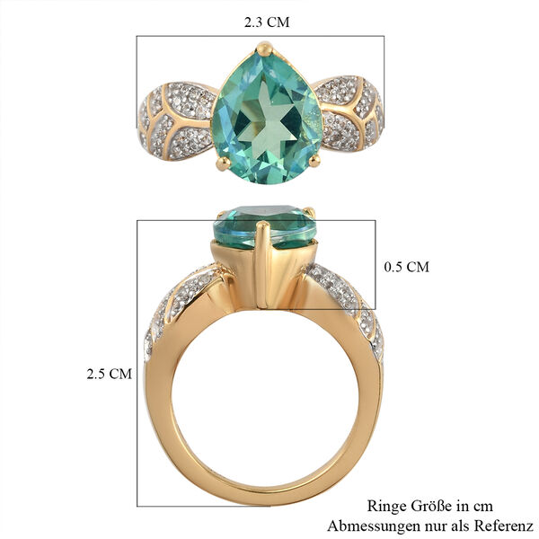 Pfau Triplett Quarz und Zirkon Ring 925 Silber vergoldet image number 7