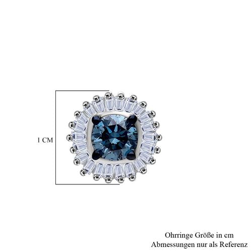 LUXURIOUS DIAMOND -Lab Grown Blauer Diamant SI, Lab Grown Diamant Ohrringe 925 Silber rhodiniert ca. 0.98 ct image number 4