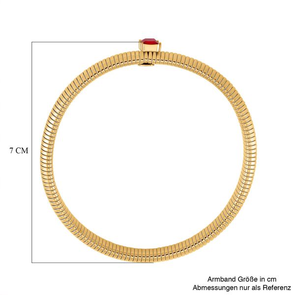 Rotes Kristall Armband, Reiner Edelstahl, goldfarben image number 5