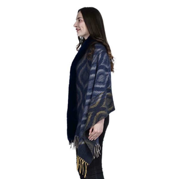 Damen Kunstfell Kimono, Einheitsgr&ouml;&szlig;e, dunkelblau image number 3