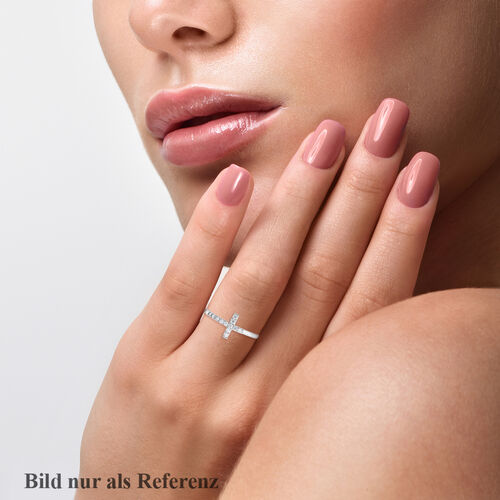 Lustro Stella - Weißer Zirkonia Kreuz-Ring, 925 Silber rhodiniert  ca. 0,18 ct image number 1