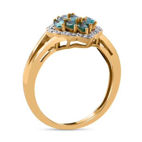 AAA Kagem Sambischer Smaragd, Wei&szlig;er Zirkon Ring, 925 Silber Gelbgold Vermeil, (Gr&ouml;&szlig;e 19.00) ca. 0.85 ct image number 2