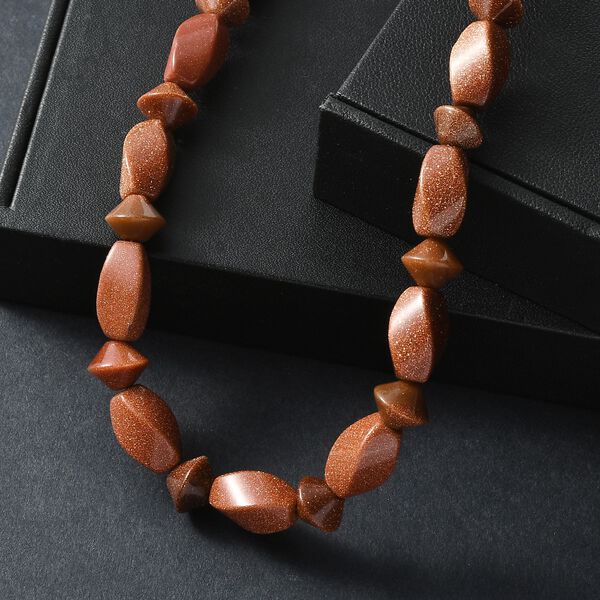 Gold Sandstein Halskette ca. 45 cm Nickelfreies Messing platiniert ca. 220.00 ct image number 2