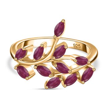 Afrikanischer Rubin (Fissure gef&uuml;llt) Ring 925 Silber 750 Gelbgold Vermeil (Gr&ouml;&szlig;e 17.00) ca. 1,23 ct