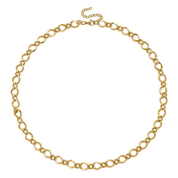 Gliederketten- und Herringbone-Design Halsketten-Set, Edelstahl, ca. 50 cm, goldafarben image number 3