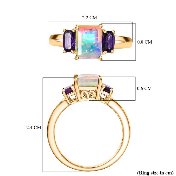 D'Joy AA Natürlicher, äthiopischer Welo Opal, Lusaka Amethyst Ring 925 Silber vergoldet (Größe 20.00) ca. 1.43 ct image number 7