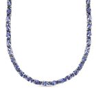 Tansanit Halskette, ca. 45 cm, 925 Silber platiniert, ca. 18.19 ct
