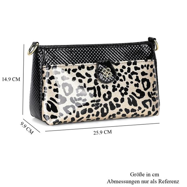 Stylische Sling-Umhängetasche mit  Leopardenmuster, Schwarz image number 9