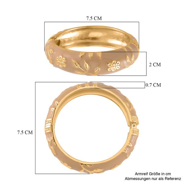 Armreif mit Emaille-Bl&uuml;tendekor, ca. 19 cm ca. 60,00g, gelb image number 4