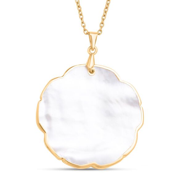 Weißer Muschelkernperlen Anhänger mit Kette im Schmuckset, Edelstahl IP-Gelbbeschichtung ca. 23.00 ct image number 4