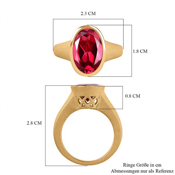 Lab Created Padparadscha-Saphir Ring, 925 Silber Gelbgold Vermeil, (Größe 20.00) ca. 7.10 ct image number 7