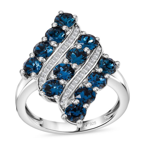 J Francis gefertigt mit SWAROVSKI- Montana und wei&szlig;er Swarovski Kristall Ring image number 4