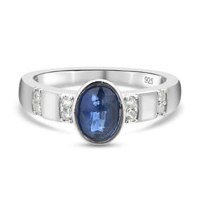 Kyanit und Zirkon Ring 925 Silber rhodiniert  ca. 1,80 ct