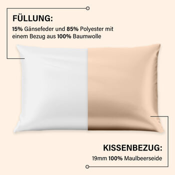 Serenity Night - 100% Maulbeerseide Sommerseidendecke mit Seidenf&uuml;llung Daunenkissen und Seidenkissenbezug Beige