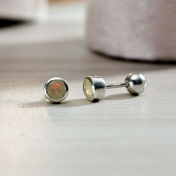 Nat&uuml;rliche, &auml;thiopische Welo Opal Ohrringe, 925 Silber rhodiniert - 0,35 ct.