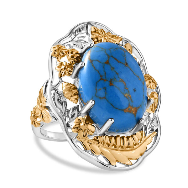 EVER TRUE AA Blauer Mojave T&uuml;rkis Ring Nickelfreies Messing Zweifarbige Beschichtung (Gr&ouml;&szlig;e 18.00) ca. 10,53 ct