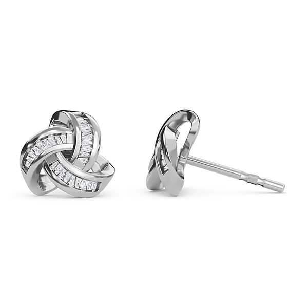 D'Joy wei&szlig;e Diamant Liebesknoten Ohrstecker, 925 Silber platiniert - 0,25 ct. image number 7