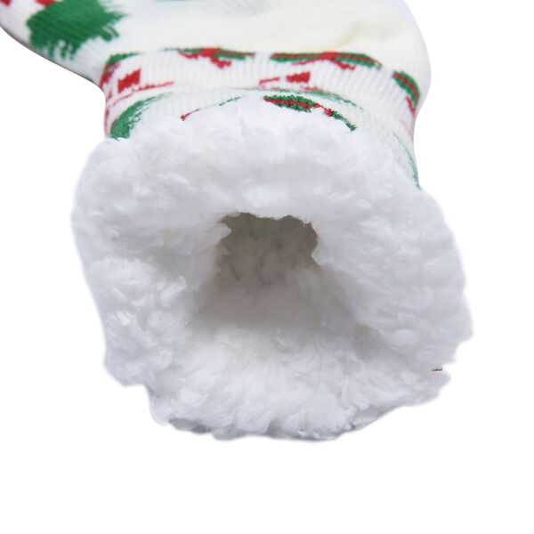 2er-Set - 2 Paar rutschfeste Haus Socken mit warmem Sherpa Futter, Einheitsgr&ouml;&szlig;e , Weihnachtsmotiv, Wei&szlig; und Rot&nbsp; image number 7