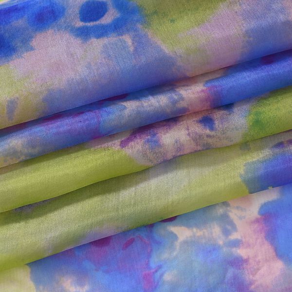  LA MAREY signature 100% silk scarf110*195cmweight:40gcolor:Blue leaves and pink floral patternsMaterial:100% Mulberry silk image number 7