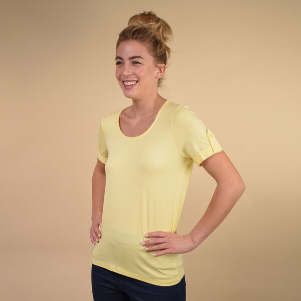 Damen kurzes Ärmel T-Shirt, Zitronengelb image number 1