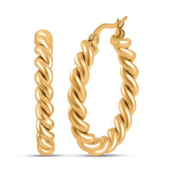 2er Set - Gedrehte Armreif und Ohrringe, Edelstahl, goldfarben image number 6