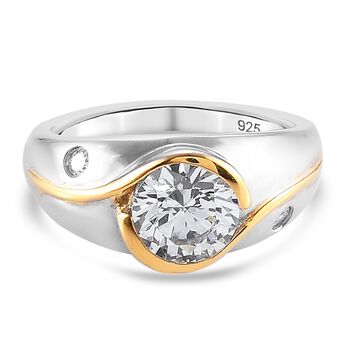 LUSTRO STELLA Hergestellt mit Feinster ZIRKONIA Solit&auml;r-Ring 925 Silber zweifarbige &Uuml;berzug