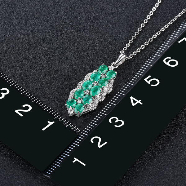 AAA Kagem sambischer Smaragd und Zirkon-Anh&auml;nger mit Kette - 1,81 ct. image number 2