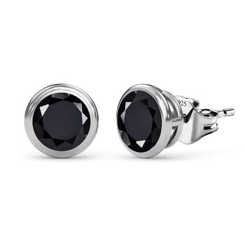 Schwarze Spinell Ohrringe, 925 Silber ca. 2,22 ct