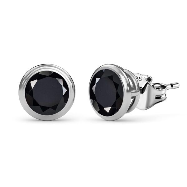 Schwarze Spinell Ohrringe, 925 Silber ca. 2,22 ct