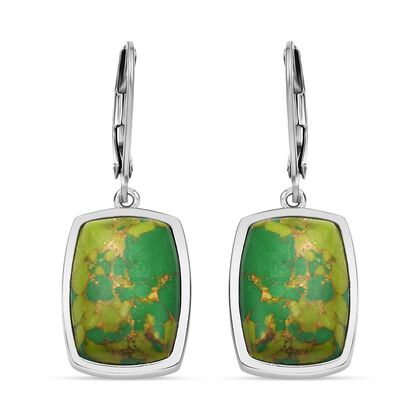 Gr&uuml;nes T&uuml;rkis Ohrringe  Edelstahl ca. 12.15 ct