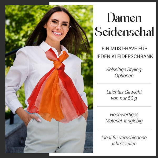 LA MAREY Ombre Chiffon Schal aus Seide, rot orange image number 2