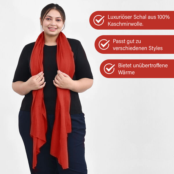 LA MAREY luxuriöser und weicher Schal aus 100% Kaschmirwolle, 70x195 cm, Kupferrot image number 2