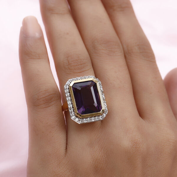 Lusaka Amethyst und Zirkon Ring 925 Silber vergoldet  ca. 12,77 ct image number 3
