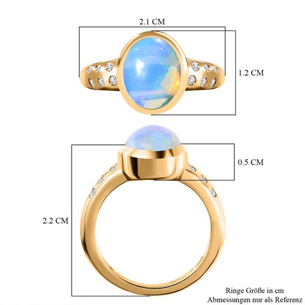 AA nat&uuml;rlicher, &auml;thiopischer Welo Opal und Zirkon-Ring - 1,70 ct. image number 8