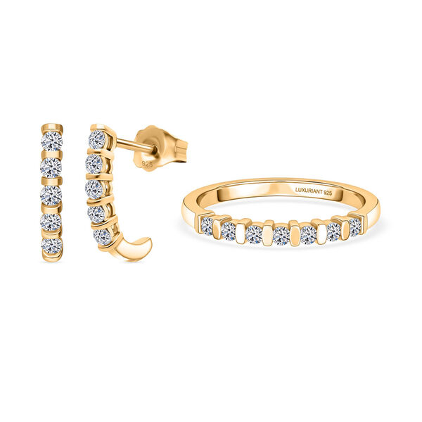 LUXURIANT SI-GH Labor Diamant Ring und Ohrringe, Gelbgold