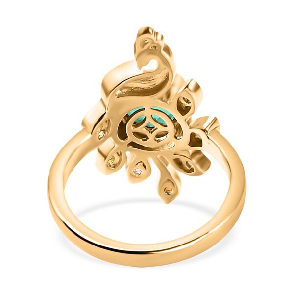 Pfau Quarz Triplette, Mehrfarbig-Turmalin Ring 925 Silber 750 Gelbgold Vermeil (Gr&ouml;&szlig;e 17.00) ca. 1,71 ct image number 5