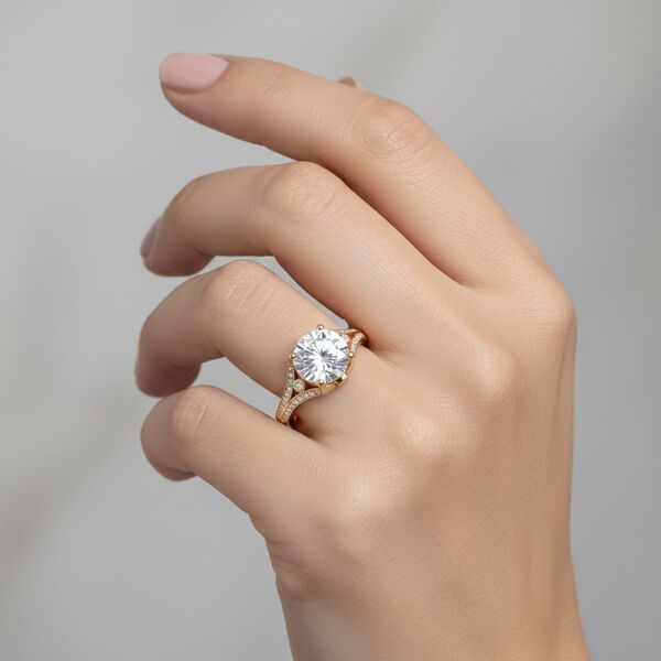 Weißer Zirkonia Ring Nickelfreies Messing vergoldet (Größe 21.00) image number 2