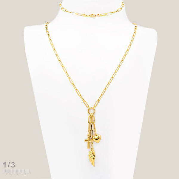 Lariat-Halskette, ca. 45 cm, 375 Gelbgold ca. 5,19g