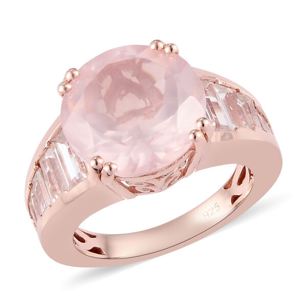 Rosa Quarz und Zirkon Ring 925 Silber ros&eacute;vergoldet  ca. 8,17 ct image number 4