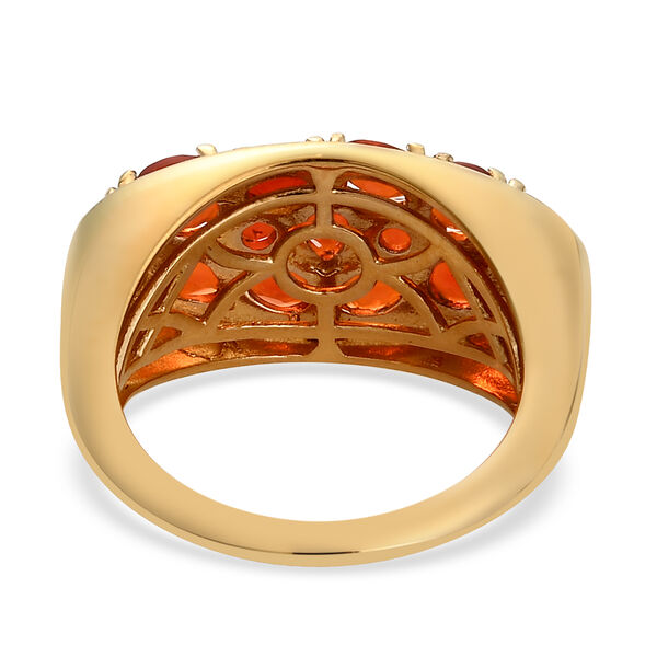 Mexikanischer Kirschfeuer-Opal Ring 925 Silber vergoldet  ca. 1,32 ct image number 5