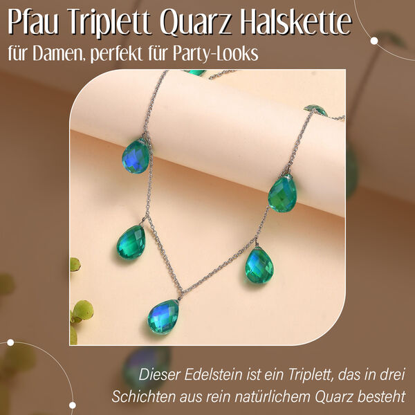 Pfau Triplett Quarz Halskette, 50 cm - 44 ct. image number 2