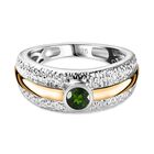 Natürlicher Chromdiopsid Ring 925 Silber bicolor, (Größe 19.00) ca. 0.29 ct
