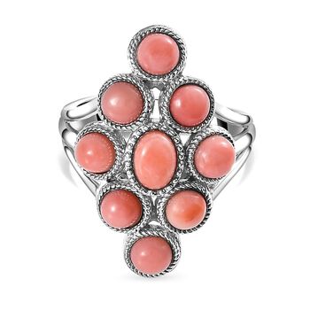 Nat&uuml;rlicher, Oregon Pfirsich Opal Ring, 925 Silber platiniert, (Gr&ouml;&szlig;e 16.00) ca. 2.14 ct