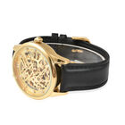 Genoa - Goldfarbene Automatikuhr, transparentes Ziffernblatt, echtes Leder-Armband, wasserdicht bis 5 ATM, Edelstahl Gelbbeschichtung image number 3