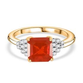 AAA Mexikanischer purpurroter Feueropal und Diamant Ring in 585 Gold - 1,46 ct.