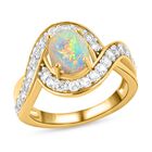 Natürlicher, äthiopischer Opal und weißer Zirkon-Ring, 925 Silber   ca. 1,71 ct image number 3